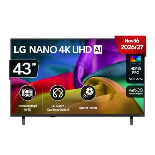 LG NANO AI UHD 43 Pollici, Serie NU8E 2026 Smart TV 4K